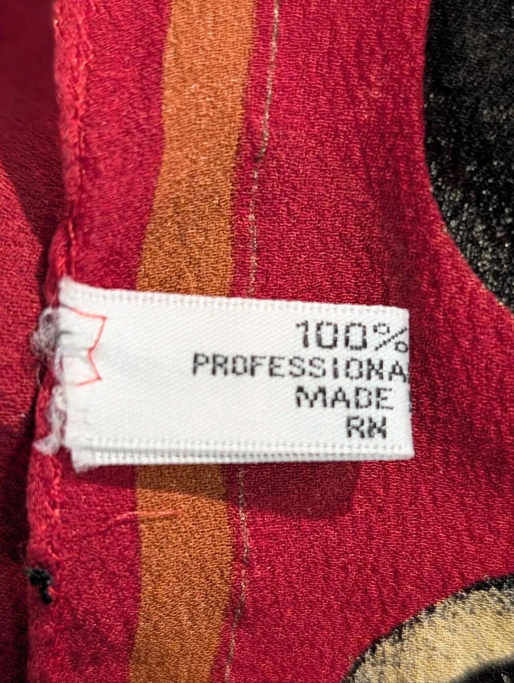 Red Silk Scarf with Multicolor Circle Motif
